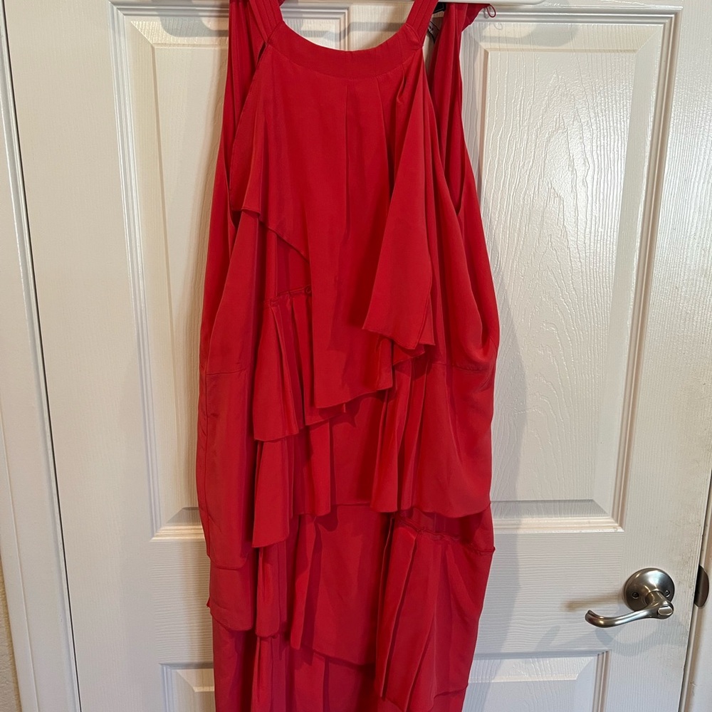 BCBG Red Asymmetrical Ruffled Sundress